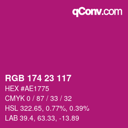 Color code: RGB 174 23 117 | qconv.com