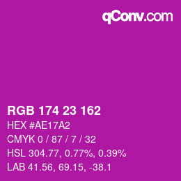カラーコード: RGB 174 23 162 | qconv.com