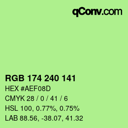 Color code: RGB 174 240 141 | qconv.com