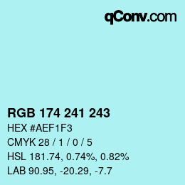 Color code: RGB 174 241 243 | qconv.com