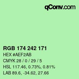 Color code: RGB 174 242 171 | qconv.com