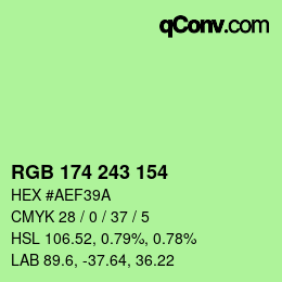 Color code: RGB 174 243 154 | qconv.com
