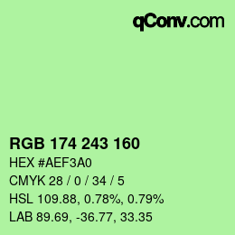 Color code: RGB 174 243 160 | qconv.com