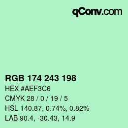Color code: RGB 174 243 198 | qconv.com