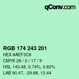 Color code: RGB 174 243 201 | qconv.com