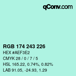 Color code: RGB 174 243 226 | qconv.com