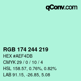 Color code: RGB 174 244 219 | qconv.com