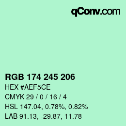 カラーコード: RGB 174 245 206 | qconv.com