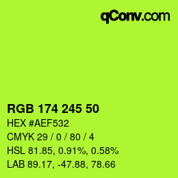 颜色代码: RGB 174 245 50 | qconv.com