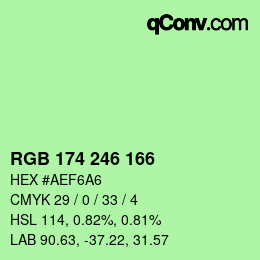 Color code: RGB 174 246 166 | qconv.com