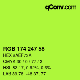 Color code: RGB 174 247 58 | qconv.com