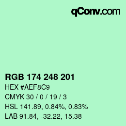 Color code: RGB 174 248 201 | qconv.com