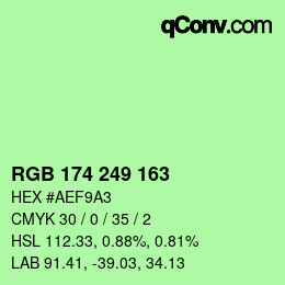 Color code: RGB 174 249 163 | qconv.com