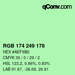 Farbcode: RGB 174 249 178 | qconv.com