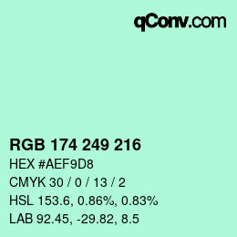 Farbcode: RGB 174 249 216 | qconv.com