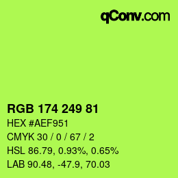 Color code: RGB 174 249 81 | qconv.com