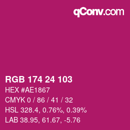 Color code: RGB 174 24 103 | qconv.com