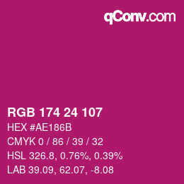 Color code: RGB 174 24 107 | qconv.com