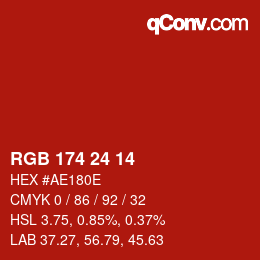 Color code: RGB 174 24 14 | qconv.com