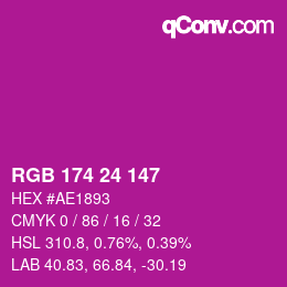 カラーコード: RGB 174 24 147 | qconv.com