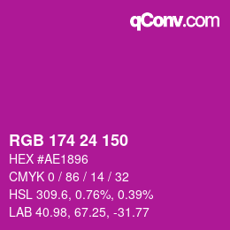 Color code: RGB 174 24 150 | qconv.com