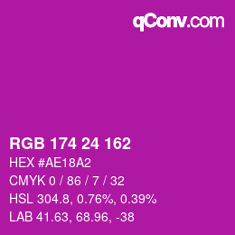 カラーコード: RGB 174 24 162 | qconv.com