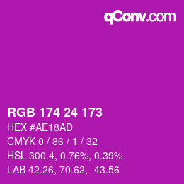 Color code: RGB 174 24 173 | qconv.com