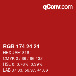 カラーコード: RGB 174 24 24 | qconv.com
