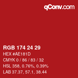 Color code: RGB 174 24 29 | qconv.com
