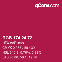 Color code: RGB 174 24 72 | qconv.com