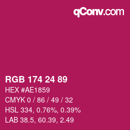 カラーコード: RGB 174 24 89 | qconv.com