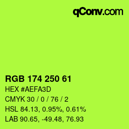 Color code: RGB 174 250 61 | qconv.com