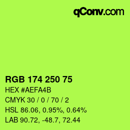 カラーコード: RGB 174 250 75 | qconv.com