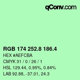 カラーコード: RGB 174 252.8 186.4 | qconv.com