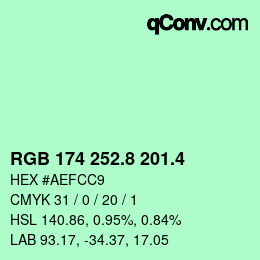 カラーコード: RGB 174 252.8 201.4 | qconv.com