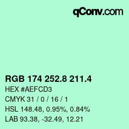 カラーコード: RGB 174 252.8 211.4 | qconv.com
