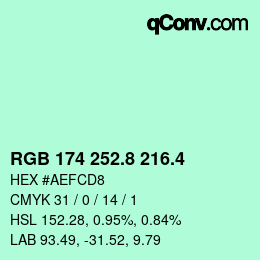 カラーコード: RGB 174 252.8 216.4 | qconv.com
