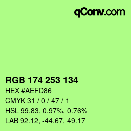 Color code: RGB 174 253 134 | qconv.com