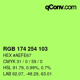 Color code: RGB 174 254 103 | qconv.com