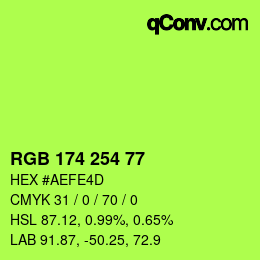 カラーコード: RGB 174 254 77 | qconv.com