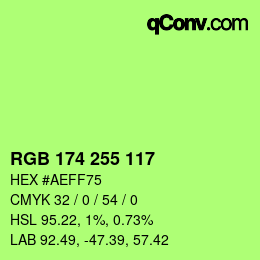 Color code: RGB 174 255 117 | qconv.com