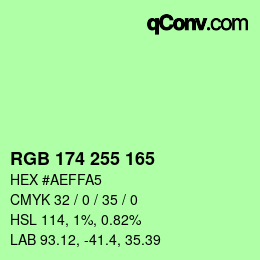 Color code: RGB 174 255 165 | qconv.com