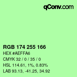 Color code: RGB 174 255 166 | qconv.com