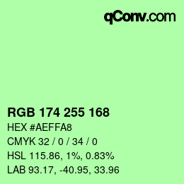 Color code: RGB 174 255 168 | qconv.com