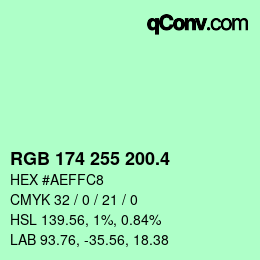 カラーコード: RGB 174 255 200.4 | qconv.com