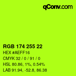 Código de color: RGB 174 255 22 | qconv.com