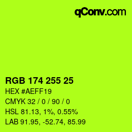 Color code: RGB 174 255 25 | qconv.com