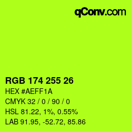 Color code: RGB 174 255 26 | qconv.com