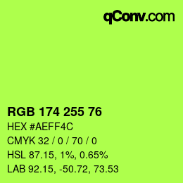 Color code: RGB 174 255 76 | qconv.com