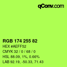 Color code: RGB 174 255 82 | qconv.com